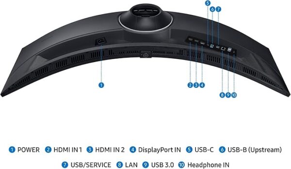 Samsung 49” Business Curved Ultrawide Dual QHD Computer Monitor, USB-C, DisplayPort, HDMI, 120Hz, VESA DisplayHDR 400, Built-in Speakers, Height Adjustable Stand, Eye Care, LS49C954UANXZA, 2024 - Image 6