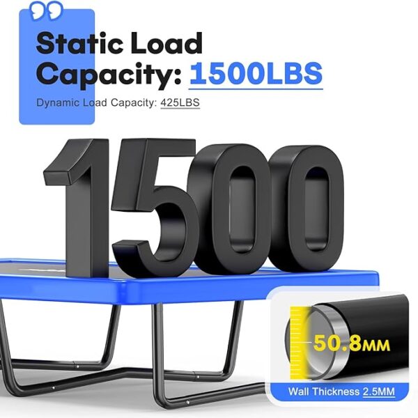 Zupapa 1500LBS Weight Capacity Rectangle Trampoline 10x17FT 9X15FT 8X14FT Outdoor Square Gymnastics Trampolines for Kids Adults Long Large Bid Rectangular Tumbling Trampoline - Image 5