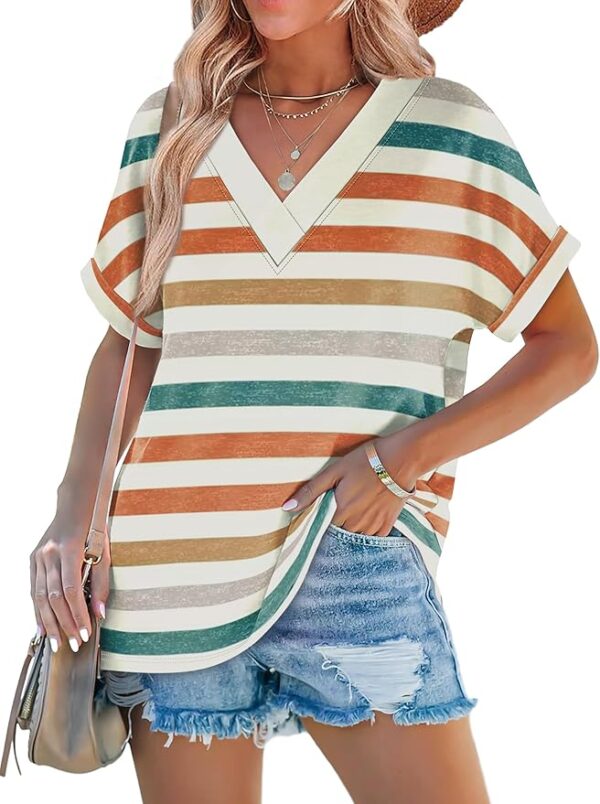 WIHOLL Womens Summer Tops Short Dolman Sleeve Shirts 2025 Fashion V Neck Outfits Clothes - Image 5