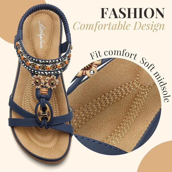 Littleplum Womens Sandals Arch Support Summer Beach Sandals Comfort Walking Shoes Bohemian Flip Flops Sandals for Women - Image 6