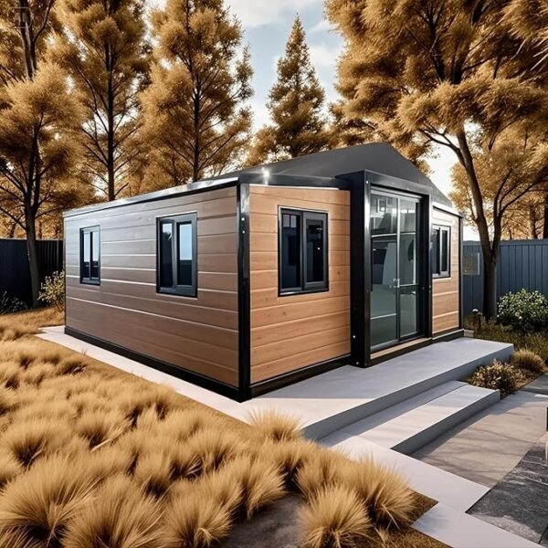 Portable Prefab Tiny Home for Sale, 20ft Expandable Prefabricated Tiny House with 2 Bedrooms, Fully Equipped Bathroom & Kitchen, Modular Container House to Live in for Adults Mobile Foldable Home