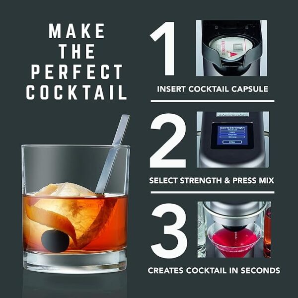 Bartesian Cocktail Making Machine - Automatic Mixology Home Bar Cocktails Mixing Maker - Push Button Pre Mixed Drink Capsule Dispenser Shaker for Margarita, Old Fashioned, Martini, Daiquiri & More - Image 2