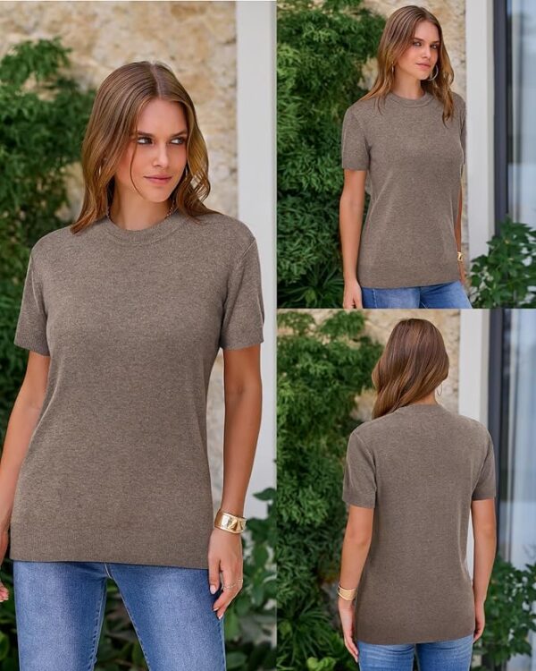 Arach&Cloz Women's Wool Blend Loose Fit Soft Summer Sweater Short Sleeve Crew Neck Casual Pullover Tops Trendy Outfits 2025 - Image 6