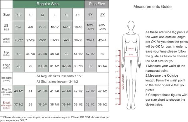 Tronjori Women High Waist Casual Wide Leg Long Palazzo Pants Trousers Regular Size - Image 2