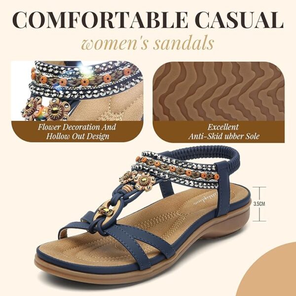 Littleplum Womens Sandals Arch Support Summer Beach Sandals Comfort Walking Shoes Bohemian Flip Flops Sandals for Women - Image 3