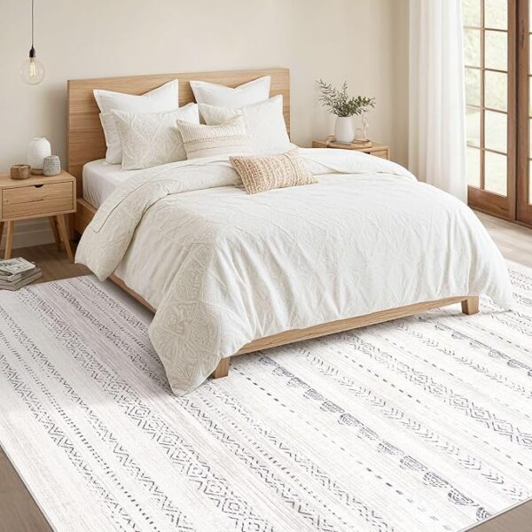 10x14 Area Rugs Living Room: Washable Boho Large Neutral Modern Soft Stain Resistant Farmhouse Indoor Floor Rug Non Slip Accent Carpet for Bedroom Nursery Kids Playroom Office Dining Room- Gray - Image 7