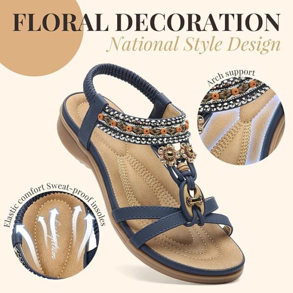 Littleplum Womens Sandals Arch Support Summer Beach Sandals Comfort Walking Shoes Bohemian Flip Flops Sandals for Women - Image 4