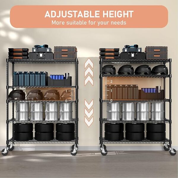 Garage Shelving 5 Tier Industrial Metal Shelving Units for Commercial, Basement, Pantry, Warehouse, School, Black Heavy Duty Easy Assembly 23.6" D x 53.2" W x 73.6" H - Image 4