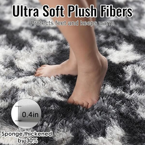PAGISOFE 9x12 Area Rugs Living Room, Extra Large Black White Grey Machine Washable Rugs for Bedroom Fluffy Indoor Rugs for Kids Room Classroom Dorm Room Aesthetic Shaggy Carpet Plush Modern Cool Rug - Image 7