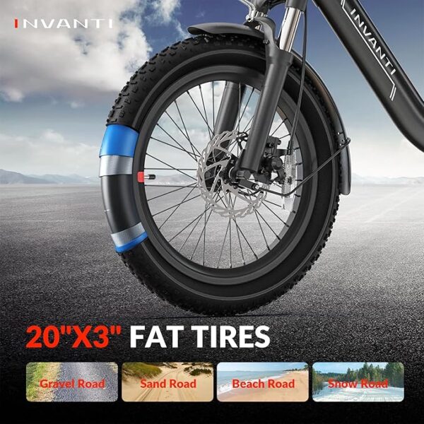 Electric Bike, 20" Fat Tire Step-Thru Electric Bicycle, 900W Peak Motor 45 Miles 20MPH Top Speed, Dual Suspension & 7-Speed Folding Ebike for Adults with Rear Rack - Image 4