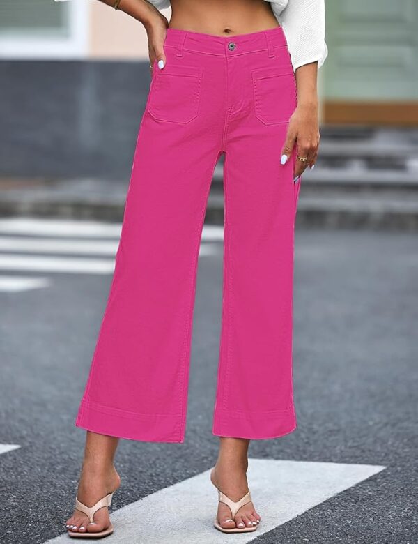 luvamia Wide Leg Jeans for Women Trendy High Waisted Flare Jeans Cropped Denim Pants Stretchy Baggy with Patch Pockets - Image 3