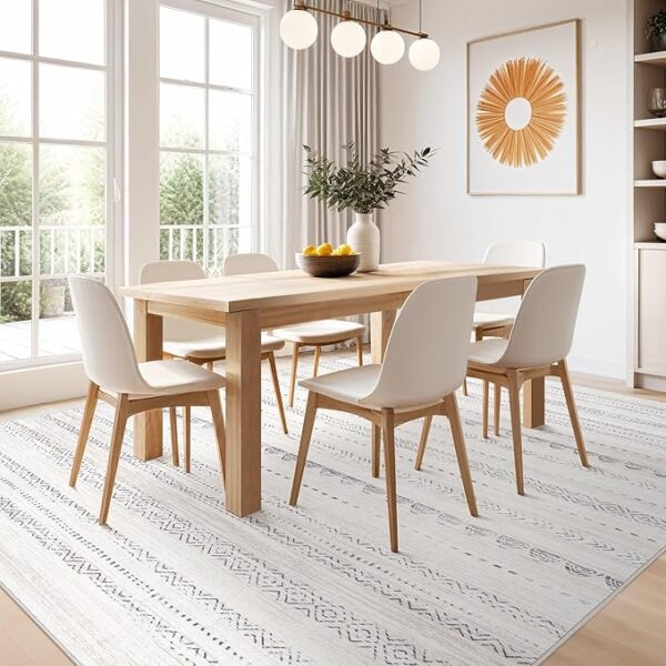 10x14 Area Rugs Living Room: Washable Boho Large Neutral Modern Soft Stain Resistant Farmhouse Indoor Floor Rug Non Slip Accent Carpet for Bedroom Nursery Kids Playroom Office Dining Room- Gray - Image 5