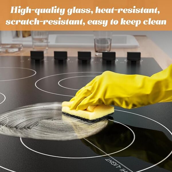 Karinear 36 Inch Electric Cooktop 5 Burners, Knob Control Built-in Ceramic Cooktop, 36" Radiant Electric Stove Top, Over-Temperature Protection, Hot Surface Indicator, 220-240v, Hard Wire, No Plug - Image 6