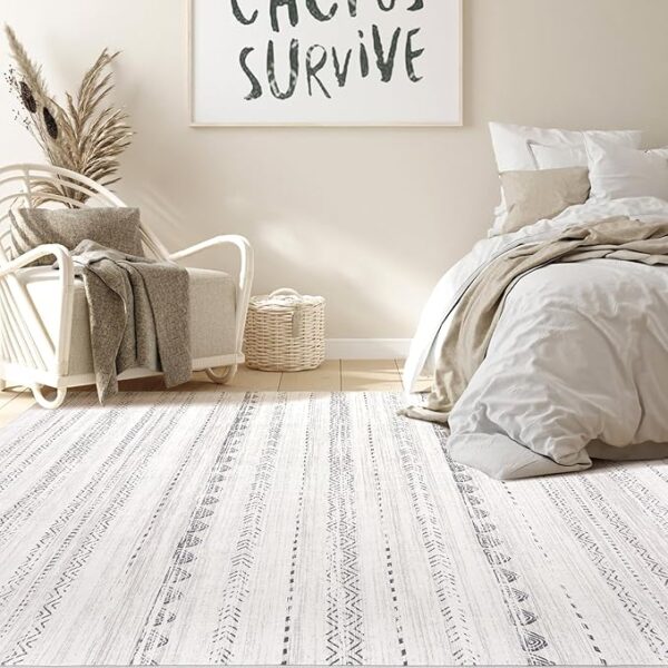 10x14 Area Rugs Living Room: Washable Boho Large Neutral Modern Soft Stain Resistant Farmhouse Indoor Floor Rug Non Slip Accent Carpet for Bedroom Nursery Kids Playroom Office Dining Room- Gray - Image 4