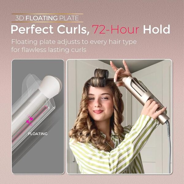 Upgraded Automatic Rotating Curling Iron - TYMO CurlPro Plus Long Barrel Curling Wand for Long Hair, Ceramic 1 Inch Hair Curler for Women, Anti-Scald, Tangle-Free, 600M Ionic, Dual Voltage, Gold - Image 2
