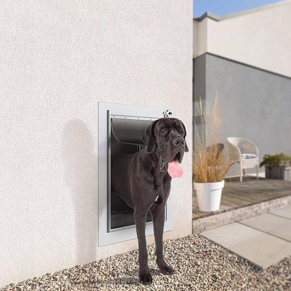 Baboni 3-Flap Pet Door for Wall, Steel Frame and Telescoping Tunnel, Aluminum Lock, Double Flap Dog Door and Cat Door, Strong and Durable (Pets Up to 100 Lb) -Large - Image 4