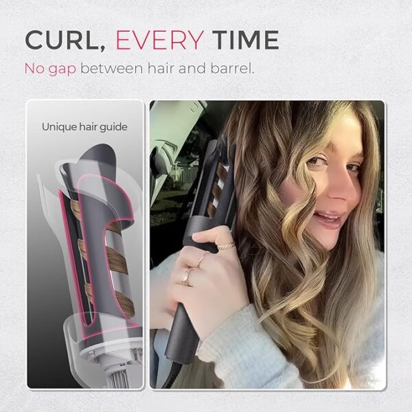 TYMO Automatic Rotating Curling Iron - TYMO CURLPRO Beach Waves Curling Wand, Portable Hair Curler, 500 Million Ionic, Dual Voltage & Lightweight for Travel, Ceramic Coating, 1 Inch, Metallic Gray - Image 4