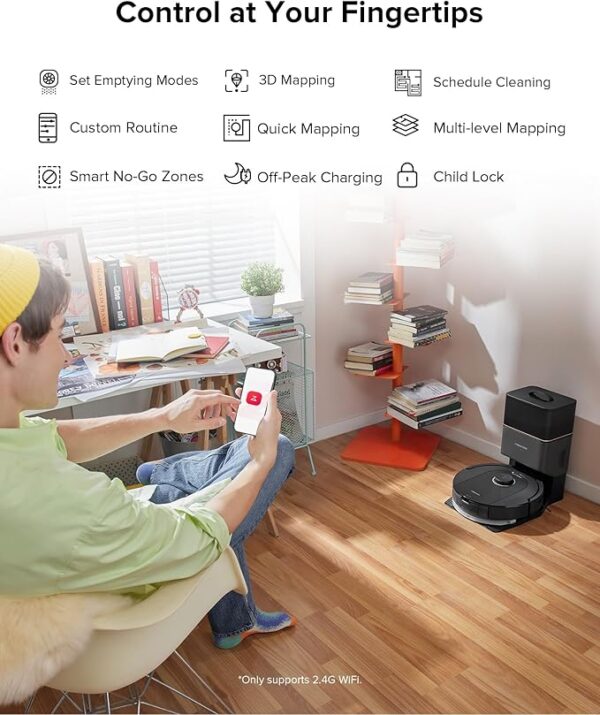 roborock Q5 Pro+ Robot Vacuum and Mop, Self-Emptying, 5500 Pa Max Suction, DuoRoller Brush, Hands-Free Cleaning for up to 7 Weeks, Precise Navigation, Perfect for Hard Floors, Carpets, and Pet Hair - Image 2