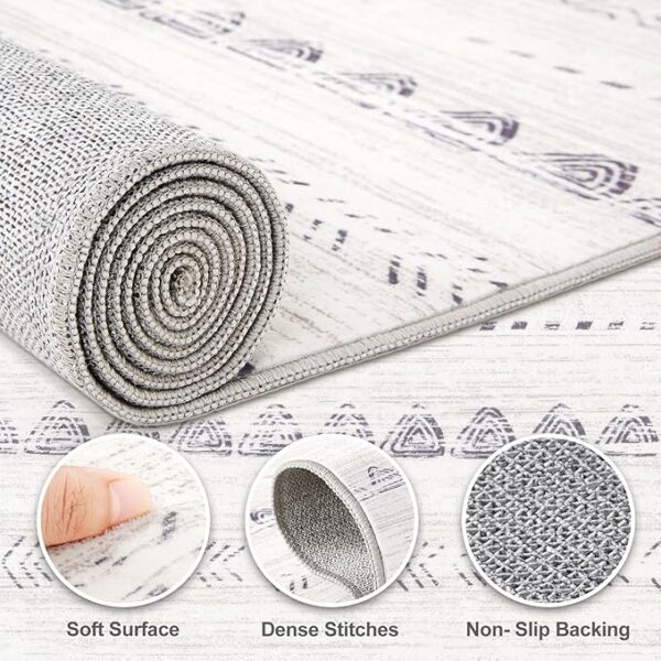 10x14 Area Rugs Living Room: Washable Boho Large Neutral Modern Soft Stain Resistant Farmhouse Indoor Floor Rug Non Slip Accent Carpet for Bedroom Nursery Kids Playroom Office Dining Room- Gray - Image 3