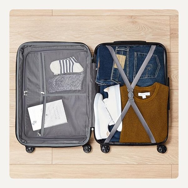 21" Hardside Carry-On Luggage, Hardshell Suitcase With Wheels, Expandable For Up to 25% More Space, With Scratch-Resistant Surface, Four Multi-directional Wheels, Black - Image 6