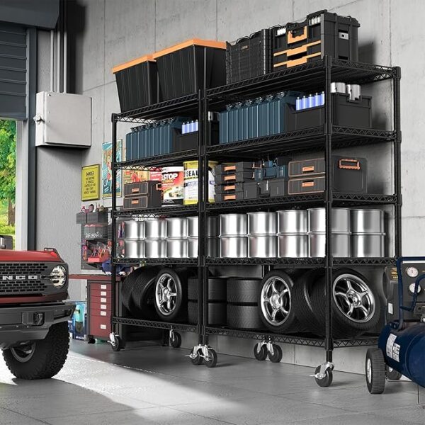 Garage Shelving 5 Tier Industrial Metal Shelving Units for Commercial, Basement, Pantry, Warehouse, School, Black Heavy Duty Easy Assembly 23.6" D x 53.2" W x 73.6" H - Image 3