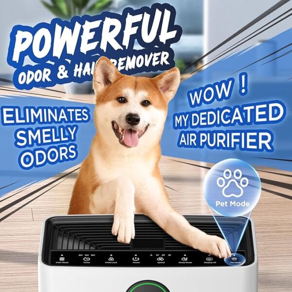 Air Purifiers for Home Large Room up to 2200sq.ft, MOOKA Air purifier for Home Pets with Washable Filter, PM 2.5 Display Air Quality Sensor Air Cleaner for Bedroom, Dorm room, Pets, Office, PR1 - Image 6