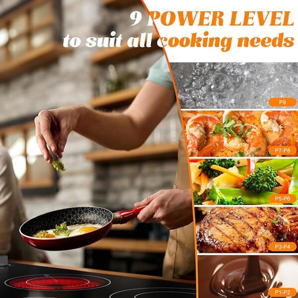 Karinear 36 Inch Electric Cooktop 5 Burners, Knob Control Built-in Ceramic Cooktop, 36" Radiant Electric Stove Top, Over-Temperature Protection, Hot Surface Indicator, 220-240v, Hard Wire, No Plug - Image 3
