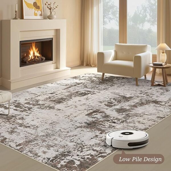 8x10 Rug for Living Room : Soft Abstract Washable Non-Slip Durable Rugs, Neutral Modern Indoor Carpet for Bedroom Dining Room Home Office - Tan - Image 6