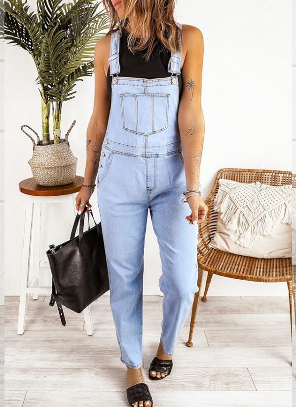 luvamia Women's Casual Stretch Adjustable Denim Bib Overalls Jeans Pants Jumpsuits - Image 4