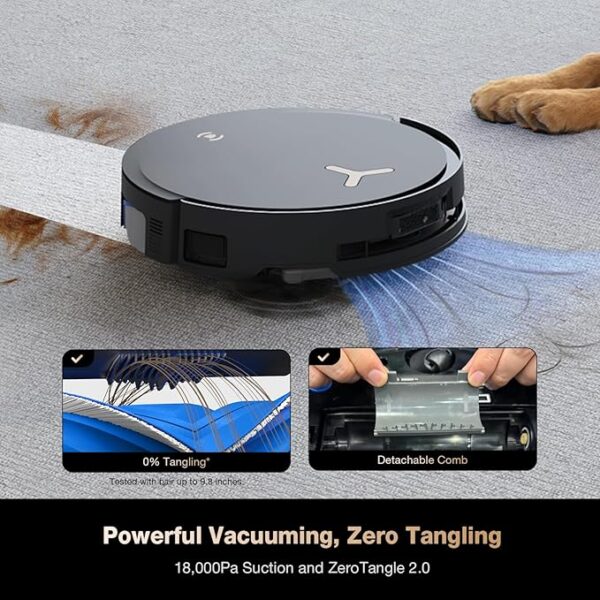 ECOVACS DEEBOT X8 PRO OMNI Robot Vacuum and Mop, 18000Pa, OZMO ROLLER Instant Self-Washing Mopping, 167℉ Hot Water Mop Washing, Auto Cleaning Solution Adding, Hot Air-Drying, Self-Emptying, Black - Image 6