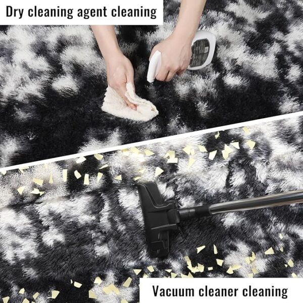 PAGISOFE 9x12 Area Rugs Living Room, Extra Large Black White Grey Machine Washable Rugs for Bedroom Fluffy Indoor Rugs for Kids Room Classroom Dorm Room Aesthetic Shaggy Carpet Plush Modern Cool Rug - Image 4