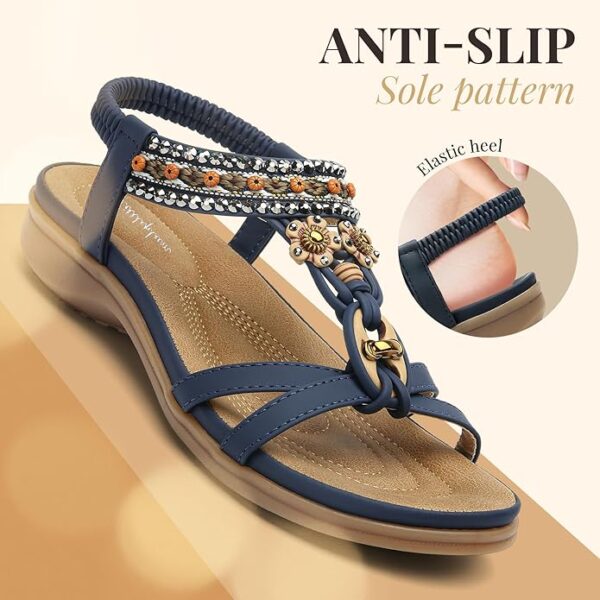 Littleplum Womens Sandals Arch Support Summer Beach Sandals Comfort Walking Shoes Bohemian Flip Flops Sandals for Women - Image 5
