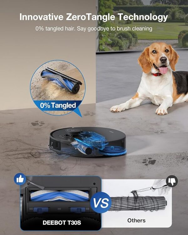 ECOVACS DEEBOT T30S Robot Vacuum and Mop, 11000Pa, ZeroTangle Technology, TruEdge Adaptive Edge Mopping, Hot Water Mop Washing, Self-Emptying, Self Refilling, Auto-Mop Lifting, Obstacle Avoidance - Image 3