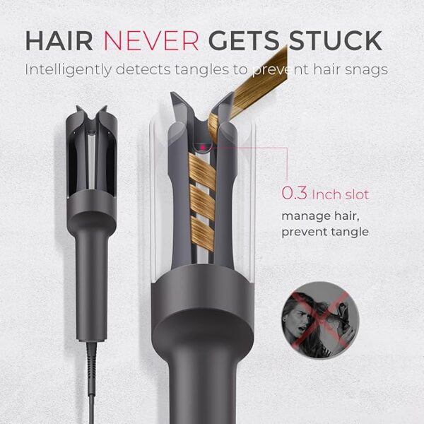 TYMO Automatic Rotating Curling Iron - TYMO CURLPRO Beach Waves Curling Wand, Portable Hair Curler, 500 Million Ionic, Dual Voltage & Lightweight for Travel, Ceramic Coating, 1 Inch, Metallic Gray - Image 5