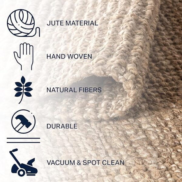 JONATHAN Y NRF102A-8 Pata Hand Woven Chunky Jute Natural 8 ft. x 10 ft. Area Rug Bohemian, Transitional, Rustic, Perfect for Home, Living Room, Kitchen, Bedroom - Image 4