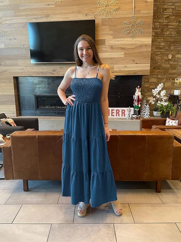 PRETTYGARDEN Women's Summer Maxi Dress 2025 Casual Boho Sleeveless Spaghetti Strap Smocked Tiered Long Beach Sundresses - Image 4