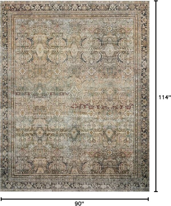 Loloi Layla Collection, LAY-03, Olive/Charcoal, 7'-6" x 9'-6", .13" Thick, Area Rug, Soft, Durable, Vintage Inspired, Distressed, Low Pile, Non-Shedding, Easy Clean, Printed, Living Room Rug - Image 3