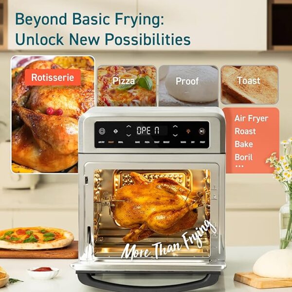 COSORI 11-in-1 Air Fryer Oven , 13Qt Small Footprint Airfryer combo with Rotisserie, Toast, Bake, Roast, Reheat Functions and more, Recipe Book & 6 Accessories Included, Perfect for Small Contertop - Image 4