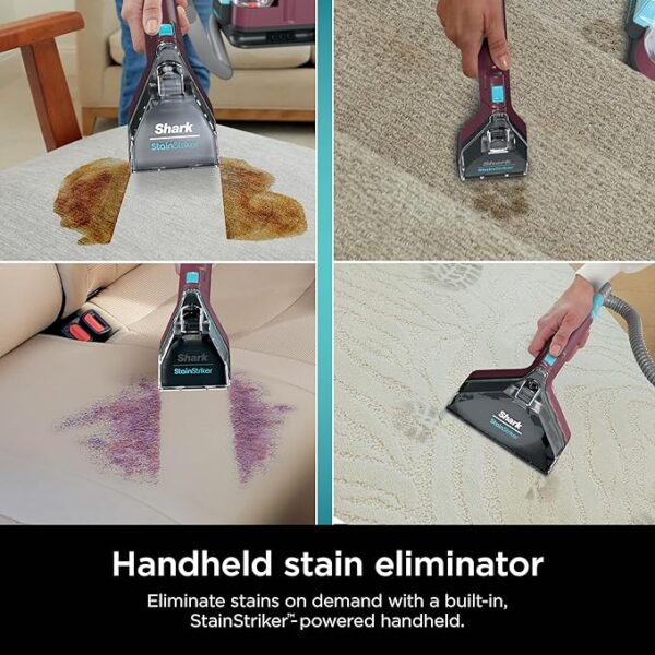 Shark Carpet Cleaner Machine, Portable Upholstery StainStriker, Spot, Odor & Stain Remover, 2 Carpet Cleaner Solutions, 3 Tools, Perfect for Pet Hair, Area Rugs, Couches, Burgundy, PX203BRN - Image 2