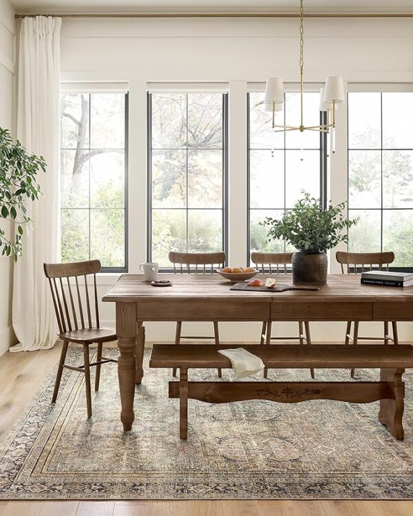 Loloi Layla Collection, LAY-03, Olive/Charcoal, 7'-6" x 9'-6", .13" Thick, Area Rug, Soft, Durable, Vintage Inspired, Distressed, Low Pile, Non-Shedding, Easy Clean, Printed, Living Room Rug - Image 5