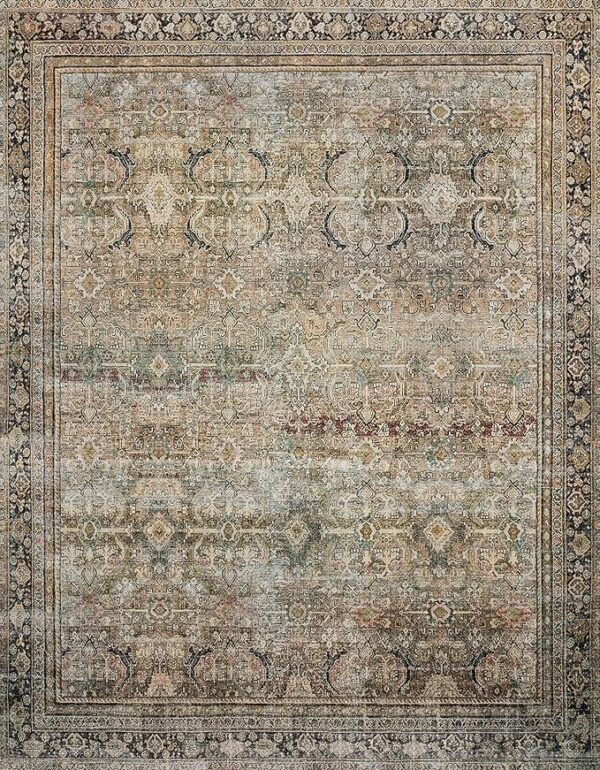 Loloi Layla Collection, LAY-03, Olive/Charcoal, 7'-6" x 9'-6", .13" Thick, Area Rug, Soft, Durable, Vintage Inspired, Distressed, Low Pile, Non-Shedding, Easy Clean, Printed, Living Room Rug - Image 6
