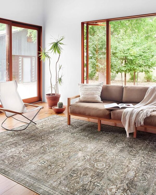 Loloi Layla Collection, LAY-13, Antique/Moss, 9'-0" x 12'-0", .13" Thick, Area Rug, Soft, Durable, Vintage Inspired, Distressed, Low Pile, Non-Shedding, Easy Clean, Printed, Living Room Rug - Image 3