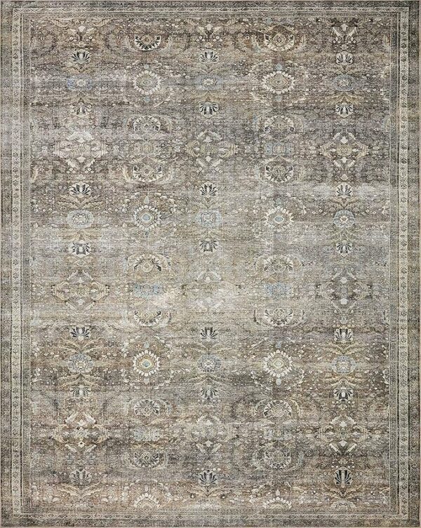 Loloi Layla Collection, LAY-13, Antique/Moss, 9'-0" x 12'-0", .13" Thick, Area Rug, Soft, Durable, Vintage Inspired, Distressed, Low Pile, Non-Shedding, Easy Clean, Printed, Living Room Rug - Image 2