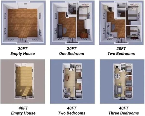 Portable Prefab Tiny Home for Sale, 20ft Modular Homes with 3 Bedrooms, 1 Kitchen & Bathroom, Expandable Container House, Mobile Foldable Home for Adults - Image 7