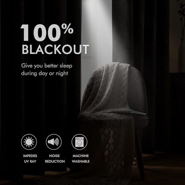 MIULEE 100% Blackout Linen Textured Curtains for Bedroom Solid Thermal Insulated Natural Beige Grommet Room Darkening Curtains & Drapes Luxury Decor for Living Room Nursery 52 x 84 Inch (2 Panels) - Image 5