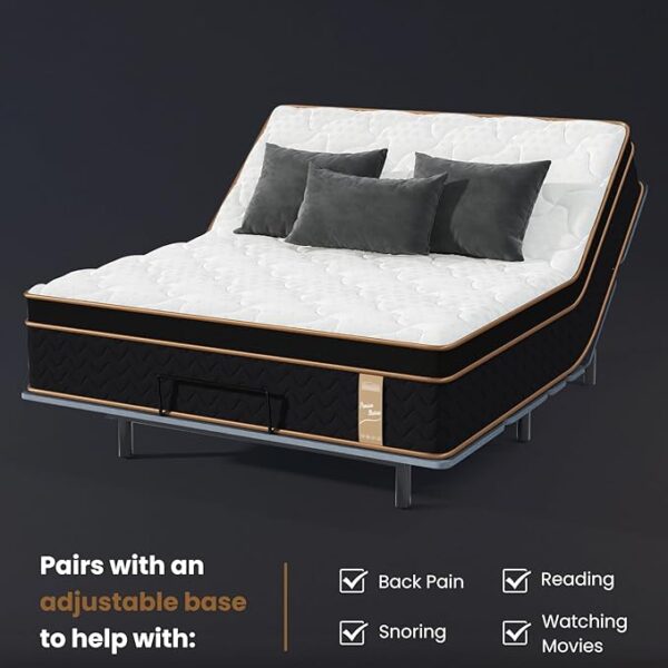 Queen Mattress, 14 Inch Plush Hybrid Mattresses with Gel Memory Foam, Fiberglass-Free Mattress in a Box, Individual Pocket Spring-Motion Isolation-Extra Edge Support, 365 Nights Trial,CertiPUR-US - Image 2