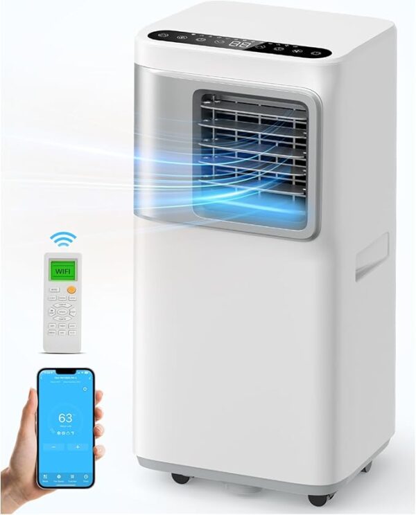 Portable-Air-Conditioners-16,000-Btu - AC Unit 5 in 1 Wifi Smart Air Conditioner with APP, Fan & Dehumidifier, Remote, 24H, Window Kits Included Drainage-free Cooling for Large Room Indoor