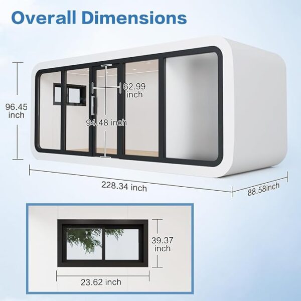 Luxury modern prefab cabin - 19ft mobile capsule with bedroom, kitchen and bathroom, storm resistant prefab cabin -15 typhoon and 10 earthquake proof mobile cabin for travel and outdoor living - Image 6