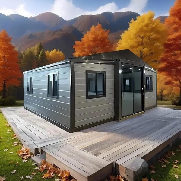 Portable Prefabricated Tiny Home for Sale, 19x20FT Prefab Modular Home with 2 Bedrooms, 1 Equipped Full Bathroom & Kitchen, Expandable Container House to Live in for Adults