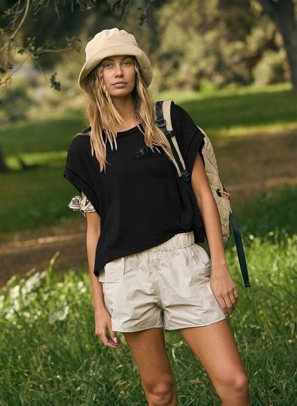 Women Short Sleeve Workout Shirts Open Back Tops Casual Yoga Y2k Athletic Gym Slouchy Crop Running Tees - Image 3